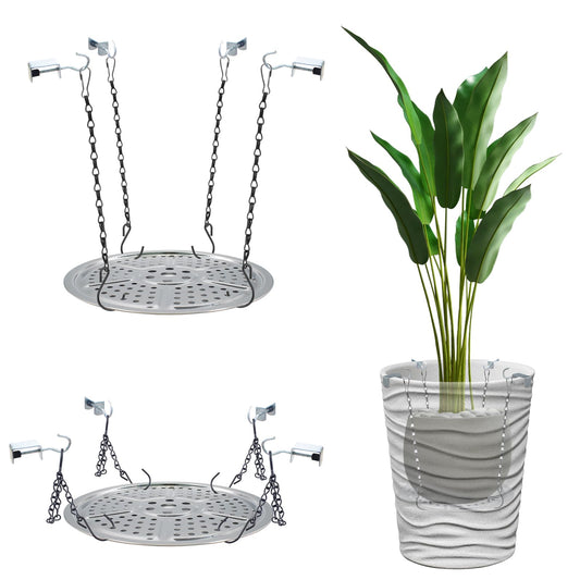 SnowTing 2 Sets Adjustable Planter Inserts for Large Pots, 9 Inch Stainless Steel Plant Pot Insert, Chain Planter Filler Elevate Plants to Reduce Soil Usage for Large and Tall Flower Pots
