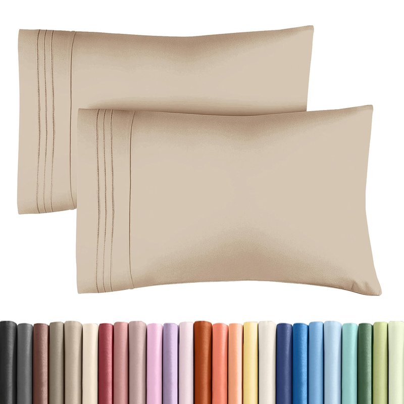 Standard Pillow Cases Set of 2 - Ultra-Soft Hotel Quality Pillowcase Covers - Comfy & Wrinkle Free - Stain and Fade Resistant - Machine Washable Pillow Protectors - 2 Piece Set - Standard Size Cream