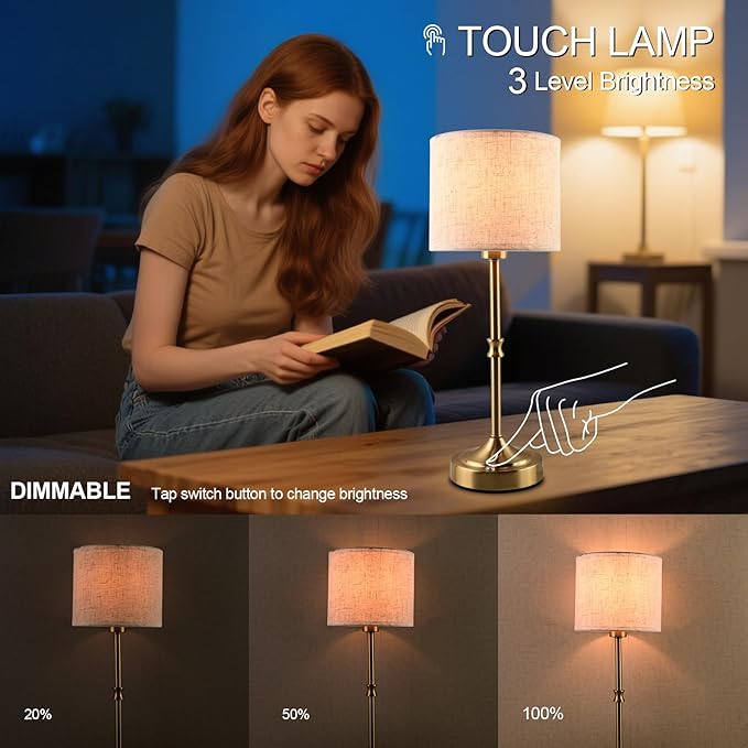 Cordless Table Lamp,5200mAh Rechargeable Battery Powered Table Lamps,3-Level Brightness Dimmable, Mid Century Lamp,Bedside Night Lamp, Vintage Metal Lamp for Kitchen/Dinner/Patio/Restauran