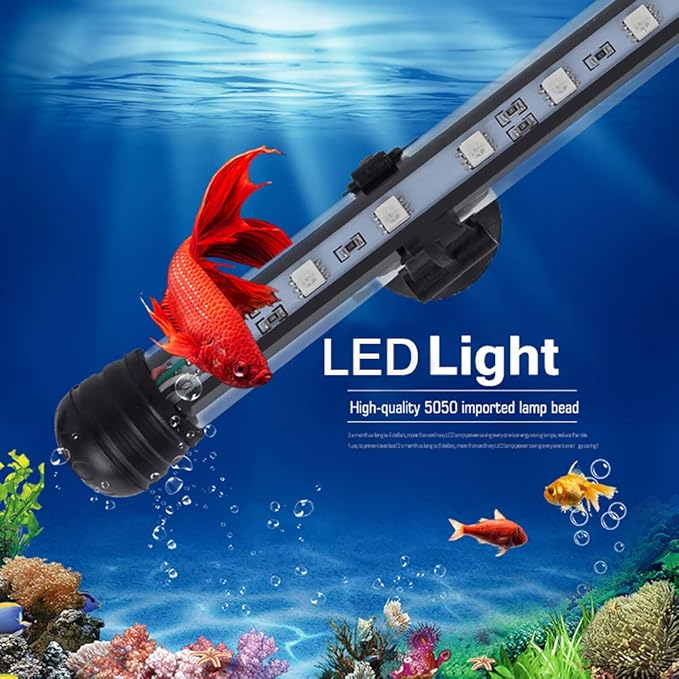 MQ 23 in Submersible LED Aquarium Light, 9W Color Changing Fish Tank Light with Remote Control, IP68 Crystal Glass 30 LEDs Lights Bar, for Fish Tank 30-37 inch