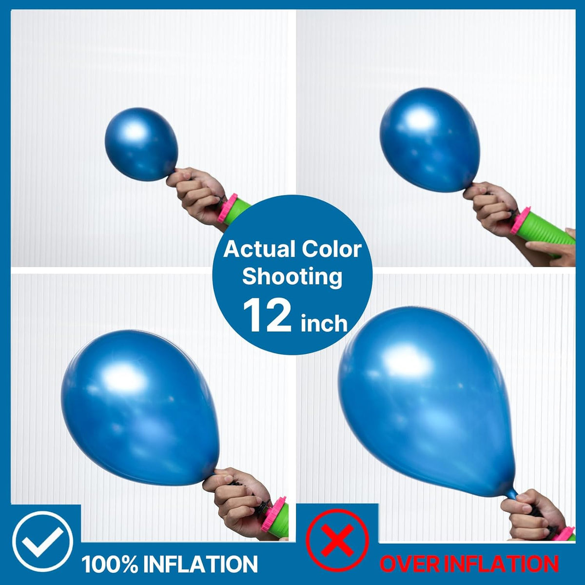 PartyWoo Metallic Blue Balloons - 100pcs 5 Inch Mini Chrome Latex Balloons for Celebrations