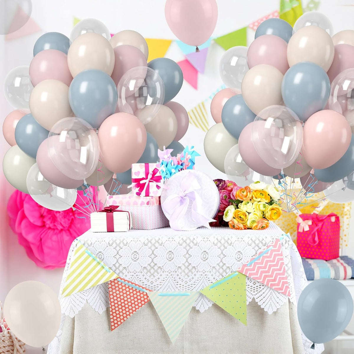 Regine Switzerland 50PCS Gender Reveal Balloon Set - Dusty Pink & Mist Blue 12-Inch Balloons for Baby Shower Decor