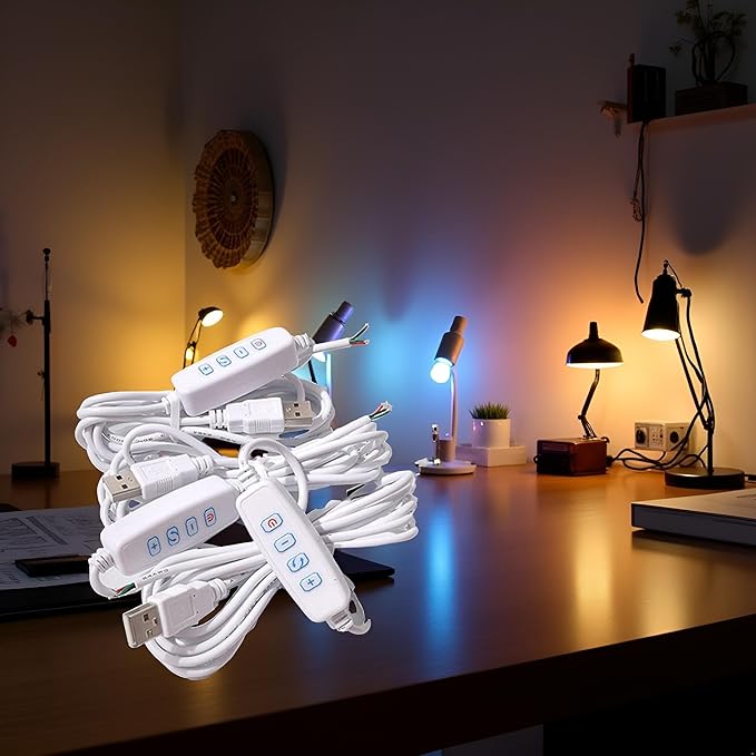 1 Pcs White DC5V USB LED Dimmer Extension Cable with On/Off Switch Adapter LED Dimming Controller for LED Light Bulb Lamps USB-Port Power Cable for Led Light Bulb Lamps