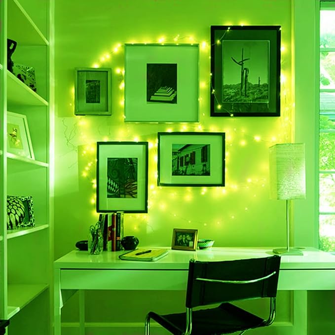 St. Patrick's Day Decor Green Fairy Lights Battery Operated 3 Speed Modes 7Ft 20 LED Mini Christmas Fairy Lights Battery Operated Fairy String Lights Waterproof Twinkle Firefly for Bedroom Tree