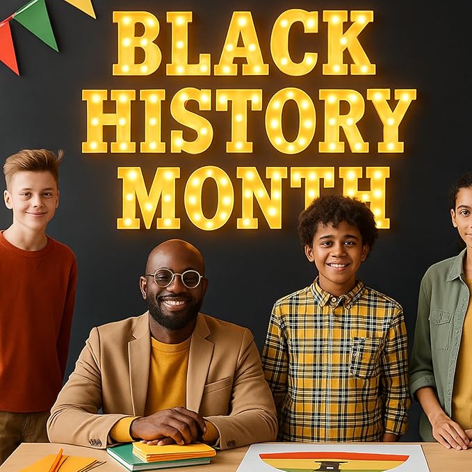 Honoson 17 Pcs Black History Month Decorations LED Letter Light Sign Cultural Theme Neon Event Signs Table Decor for African American Heritage Month Celebrations Home Decor