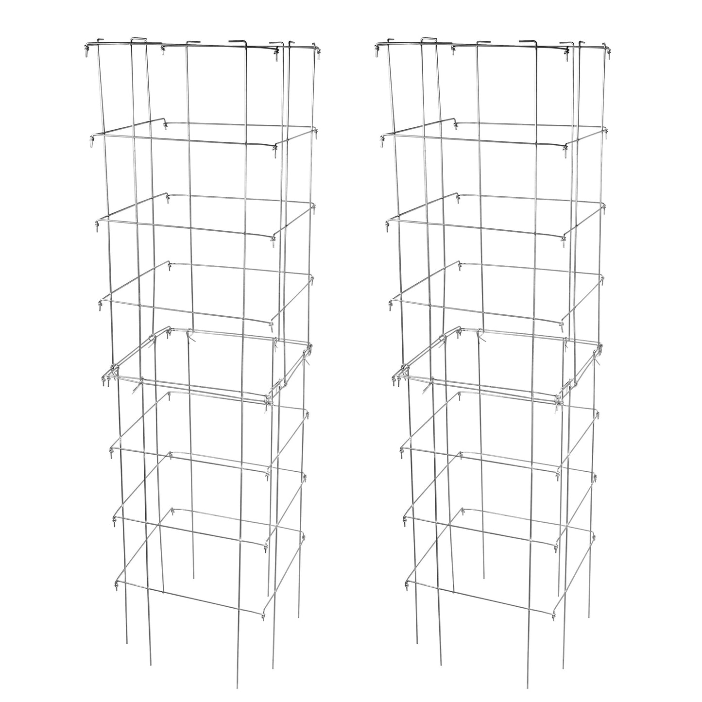 Garden Elements Square Tomato Cage, 67 Inch (Pack of 2) - Heavy Duty Galvanized Steel Plant Support with Adjustable Height and 8-Leg Stability for Climbing Vegetables & Vines
