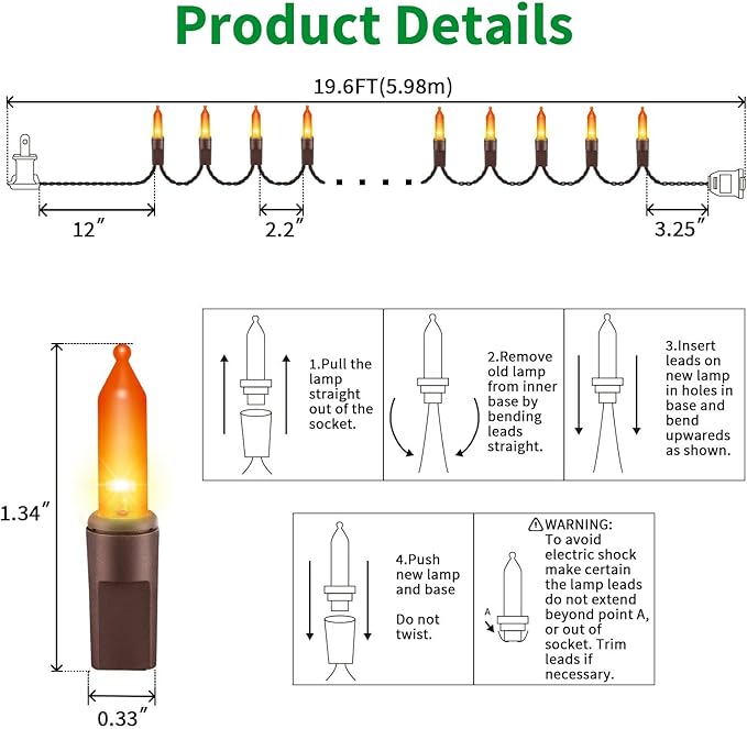 LAMPHOME Orange Thanksgiving Mini Lights, 100Count 19.6ft Autumn Fall String Lights,Connectable 120V Plug in Outdoor Halloween Home Christmas Tree Garden Holiday Party Patio Decor