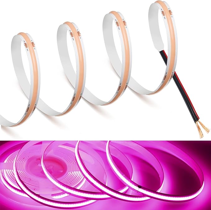 MDee】COB LED Strip Lights Pink 14.76ft/4.5m 5V Flexible LED Tape Lights CRI 90+ 800LM/m 320LEDs/m for Indoor and Outdoor Décor（Pink14.76ft/4.5m）