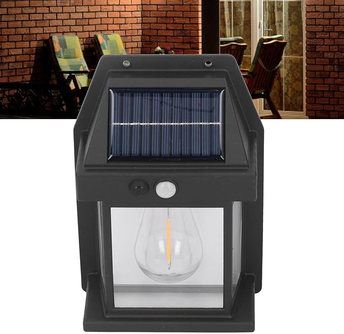 Solar Wall Lights, Sensor Interaction Lamp IP65 Exterior Lighting Fixtures for Patio Fence Garage (Black)