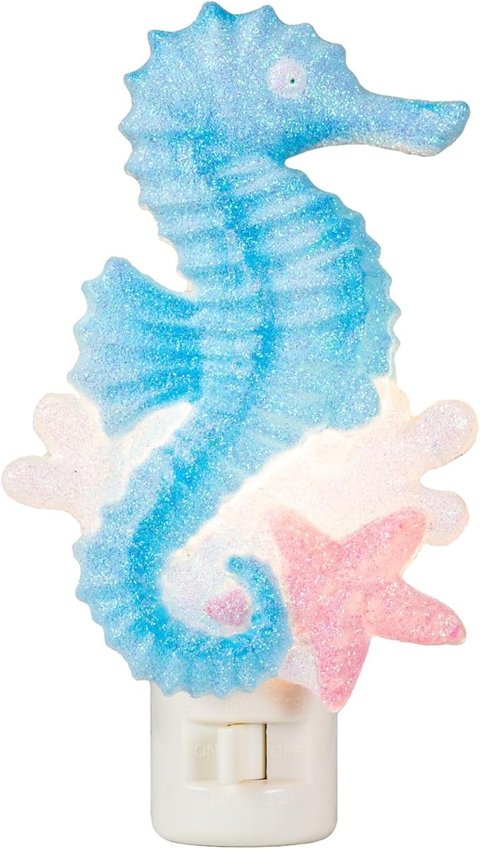 Novelty Lights LED Lamp Seahorse with Starfish Spring Summer Decoration Night Light with Swivel Plug