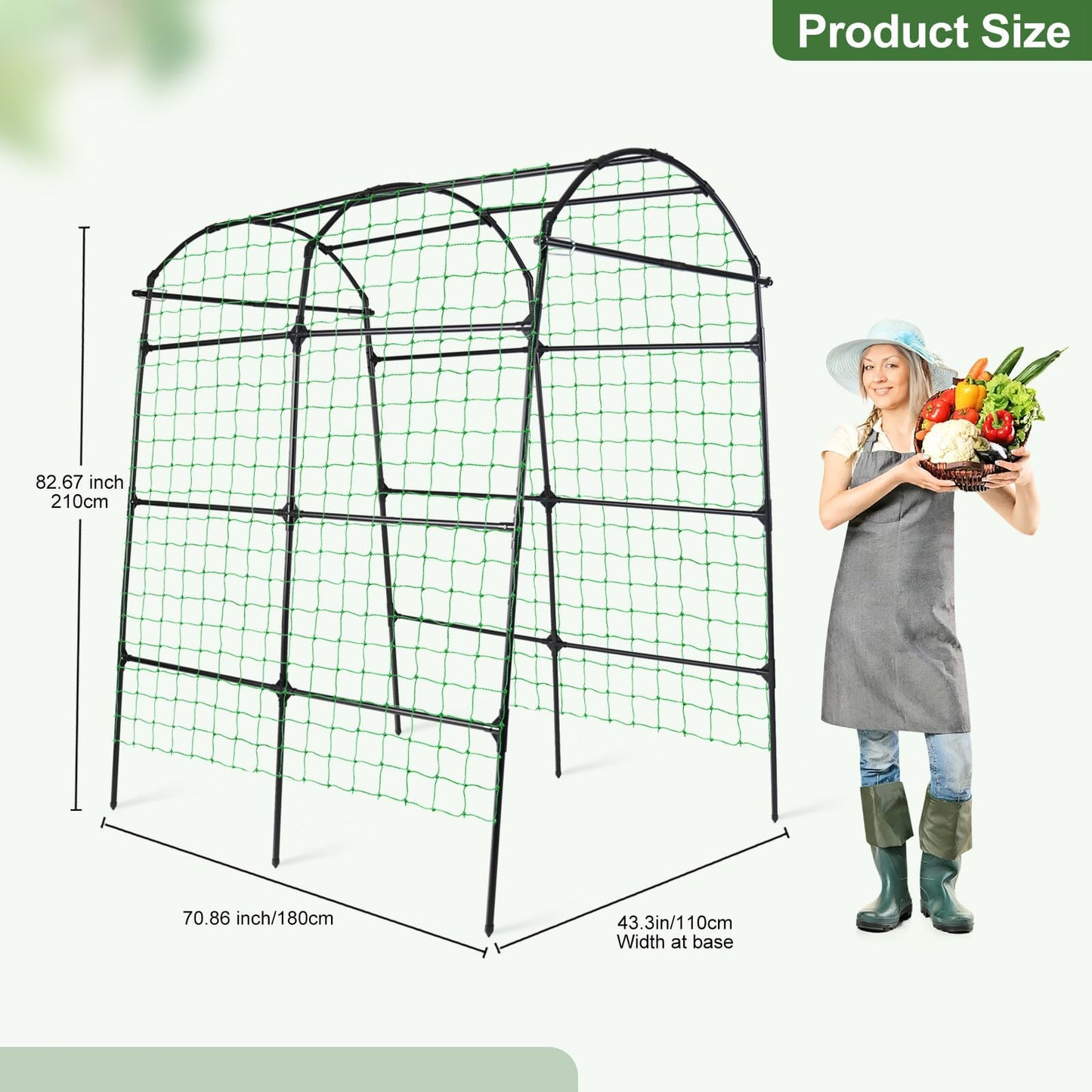OTOSUNNY Garden Arch Tunnel Trellis for Climbing Plants Outdoor, 7 ft Tall Metal Walkway, Arbor Archway for Climbing Vines Vegetables Yard Lawn, Cucumber Trellis for Garden Raise Bed, Black