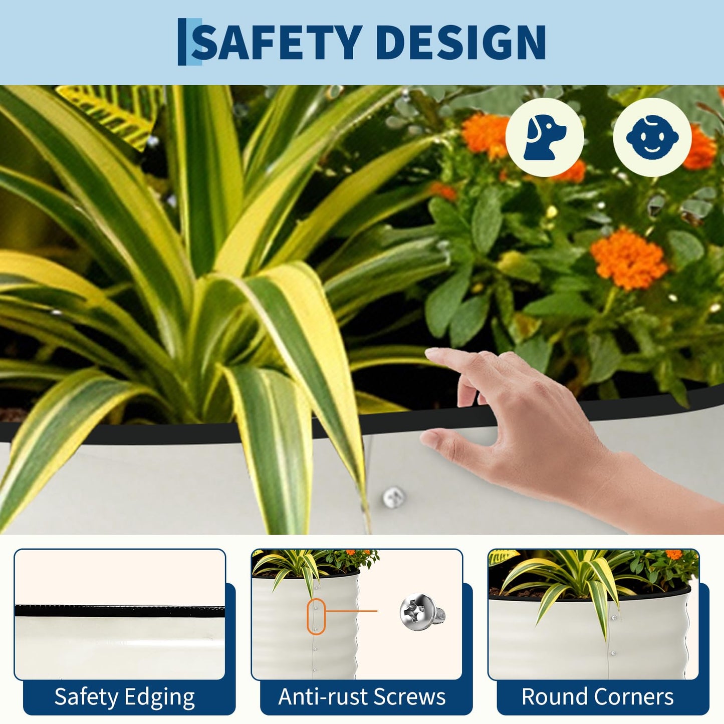 Garvee 10x4x1.5ft Galvanized Raised Garden Bed, Oval Metal Planter Box with Anti-Cut Safety Edges, 449 Gallons Rust-Resistant Deep Root Planter for Outdoor Vegetables, Flowers, Herbs, Beige