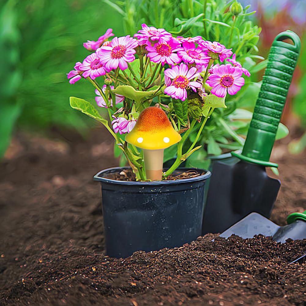 4 Pack Terracotta Watering Spikes, Vacation Self-Watering Planters Devices - Continuous Moisture with Slow Release Watering System - Perfect for Indoor Outdoor Plants (Fantasy Mushroom)