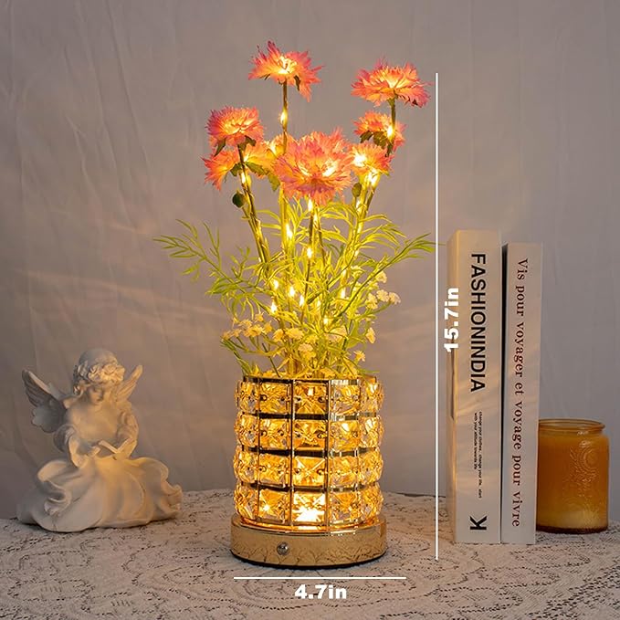 Cornflower Flower Lamp, Rechargeable Artificial Flower Table Lamp with 3 Color Temperature, Dimmable Touch Cordless Lamp for Bedroom Room Home Decor, Birthday Mother's Day Gift for Mom Grandma Women