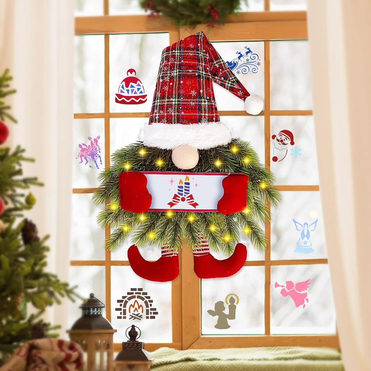 Skiennix 72 PCS Christmas Stencils - Reusable Holiday Painting Templates for Wood, Glass & Fabric Decor