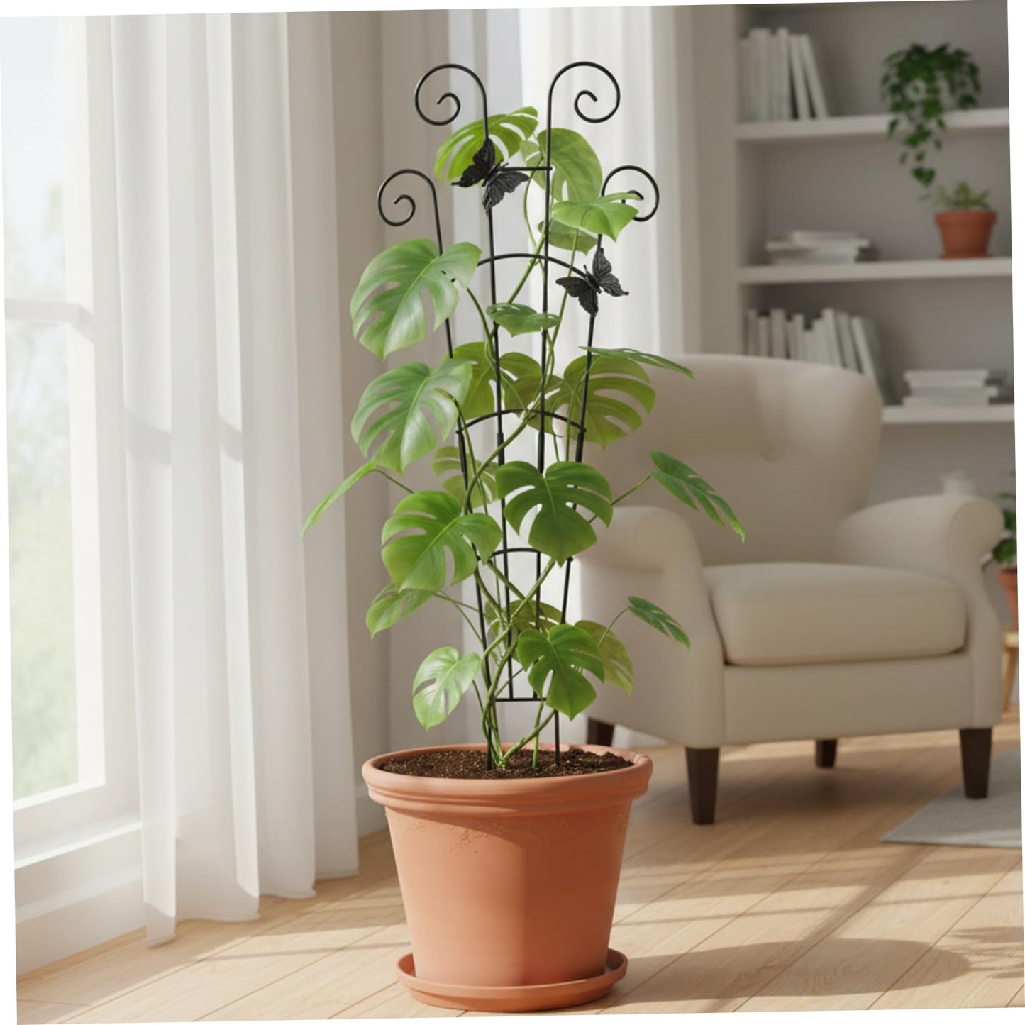 Trellis for Potted Plants, 2 Pack Trellis for Potted Plants, 30 Inch Tall Butterfly Indoor Plant, Expandable & Rust-Resistant Metal Climbing Support for Vines, Indoor Outdoor Garden