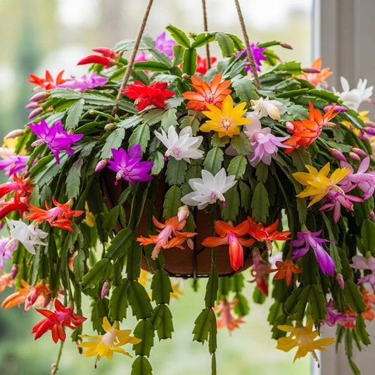 4 Mixed of Easter Cactus Plants Live, Christmas Cactus, False Thanksgiving Cactus Plants Like, Cold Hardy, 5-9" in Tall, No Pot, Assorted Colors - 3