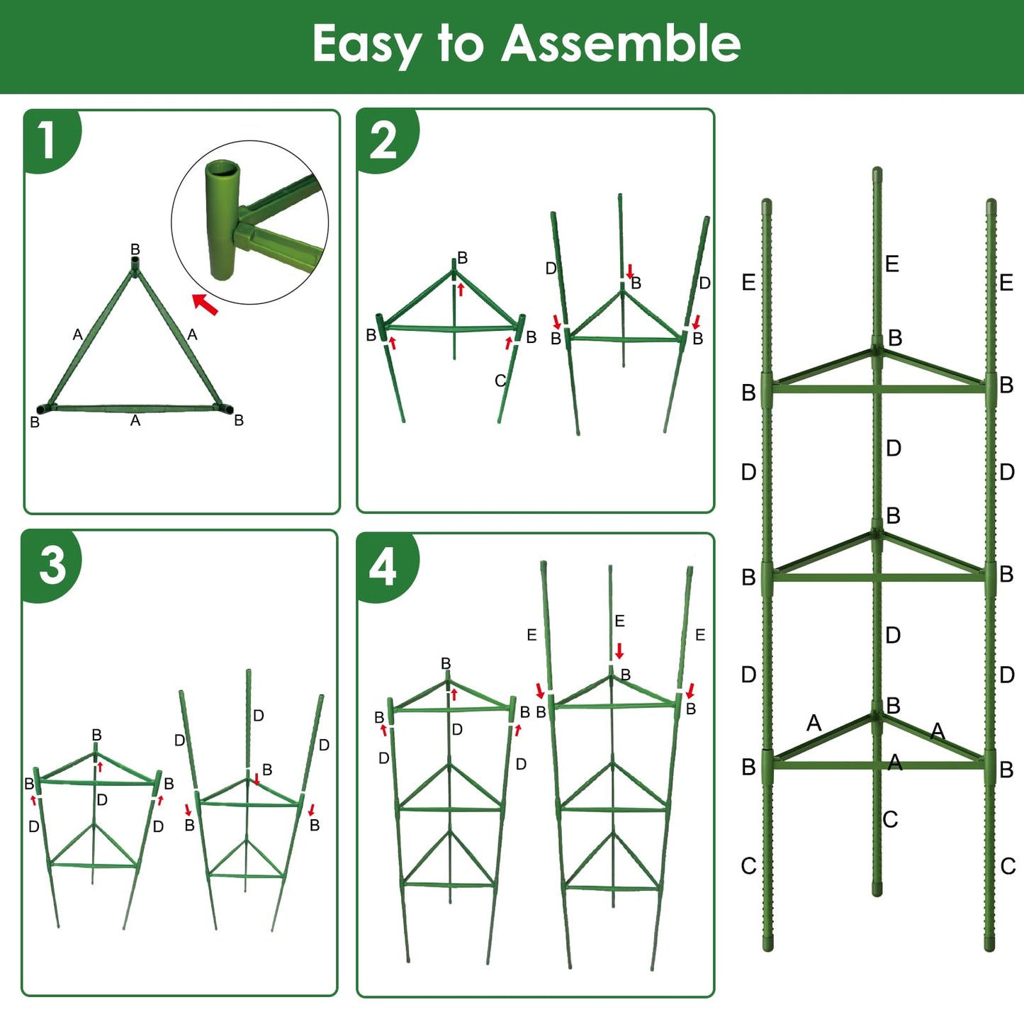 CEWOR Tomato Cage - 3 Pack Tomato Cages for Garden, Up to 51.2" Tall Tomato Trellis Plant Support Garden Stakes, Adjustable Vegetables Structures for Pots, Raised Garden Bed, Climbing Plants Outdoor