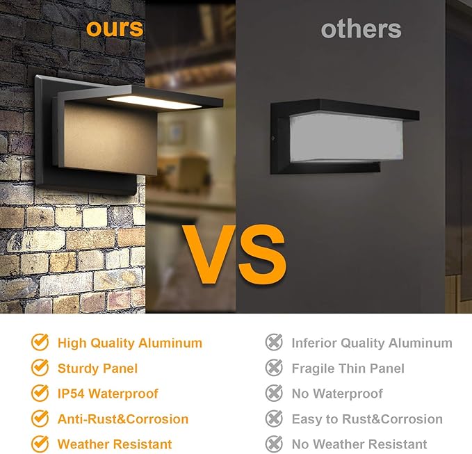 Wall Light Outdoor LED Wall Mount Lamp Modern Wall Sconce Lighting Lantern Fixture Grey Aluminum Lights for Porch Front Door Garden Yard Patio IP54 Waterproof 10W 680Lm 3000K