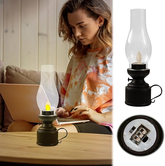 HELLORSO LED Kerosene Lamps, Portable Cordless Touch Switch Small Lamp with Battery Operated Lamp,Stepless Dimming, Night Light for Birthday Gifts (B1)