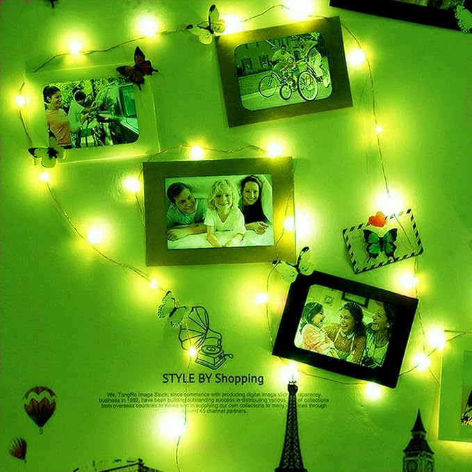 St. Patrick's Day Decor Green Fairy Lights Battery Operated 3 Speed Modes 7Ft 20 LED Mini Christmas Fairy Lights Battery Operated Fairy String Lights Waterproof Twinkle Firefly for Bedroom Tree