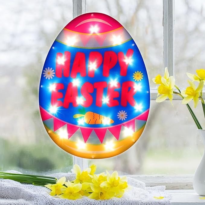 LAMPHOME Light Up Easter Eggs Waterproof Indoor Outdoor String Lights for Easter Window Decoration, Party, Garden