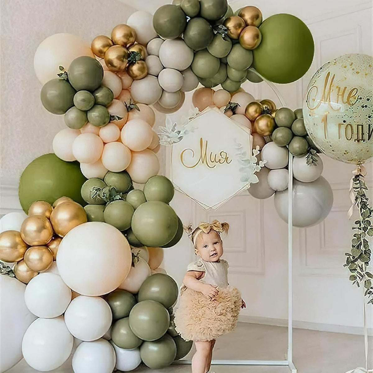 PartyWoo Sage Green Balloons - 140-Piece Latex Balloon Arch Kit for Weddings & Birthdays | Olive Boho Decor