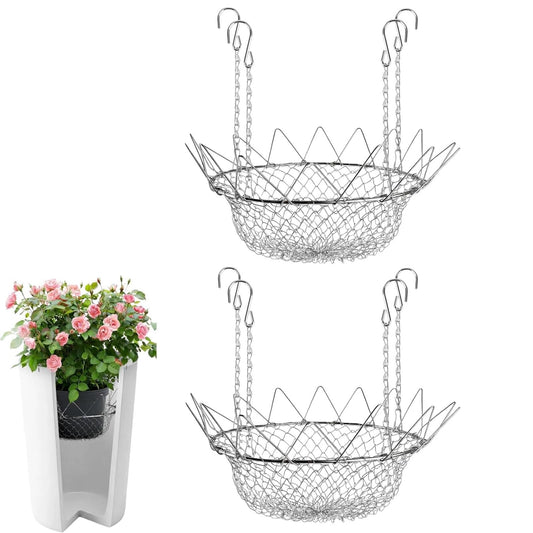 Adjustable Planter Insert, Chain Planter Filler for Elevate Plants, Flower Filler Support Chains Outdoor, Stainless Steel Plant Pot with Chains, Plant Lift Risers for Inside Pots