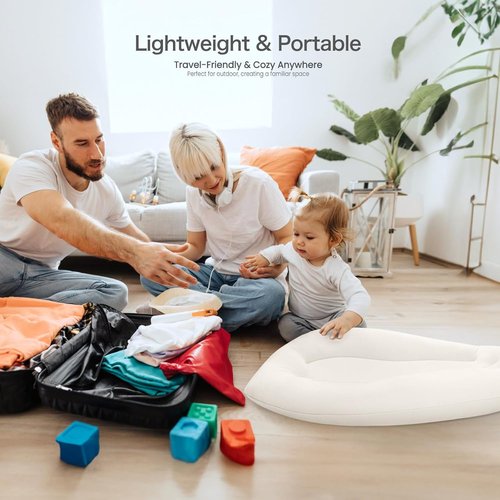 Baby Lounger - Skin-Friendly & Breathable Infant Cushion for Tummy Time | Portable & Lightweight for 0-12 Months (Ivory)