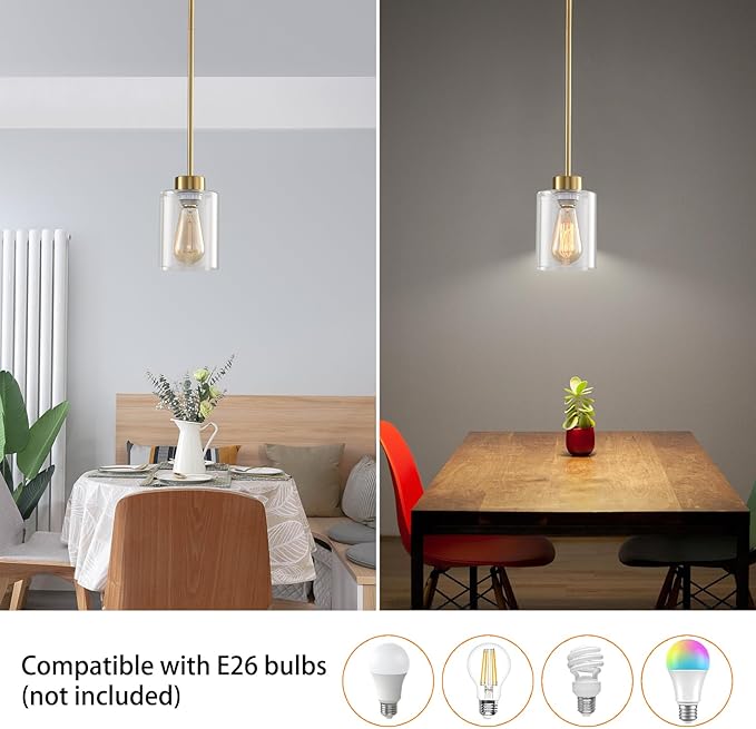 Modern Black Farmhouse Pendant Light with Glass Shade,Industrial Pendant Lighting, Adjustable Hanging Light Fixtures, Farmhouse Pendant Lighting