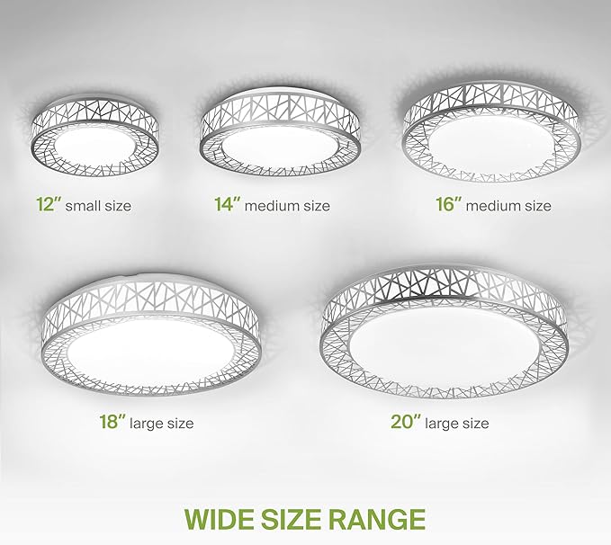 ASD 20 Inch LED Flush Mount Ceiling Light Fixture for Bedroom, 42W 2474LM 5CCT 2700K-5000K, Triac Dimmable Lights, Dining, Living Room, Kitchen Lamps, Modern Home Lighting Fixtures, Nickel, ETL