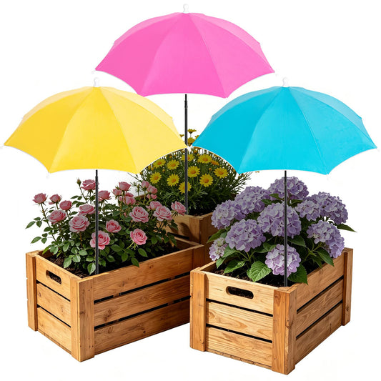 Sturdy Plant Shade Umbrella to Protect Plants from Harsh Sun, 3 Pack Adjustable Height Sun Protection for Potted Plants, More Stable Support Design, Rust-Resistant Colorful Garden Umbrella, 23.6"