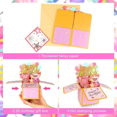 Happy Birthday Pop Up Card - Unique 3D Greeting Card for Men & Women | Perfect Gift for Mom, Dad, Friends