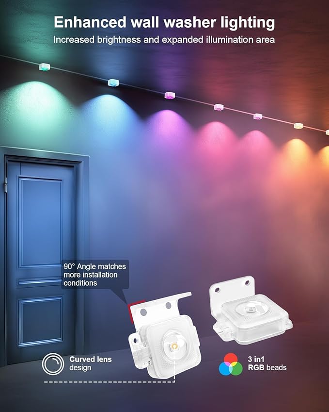 Permanent Outdoor Lights Pro,33ft RGB+IC Smart Outdoor Decor,App/Remote,Christmas,Halloween,Multi Scene Modes,IP67 Waterproof,Eaves Light with Daily & Holiday Party Decor,House Roof Lighting