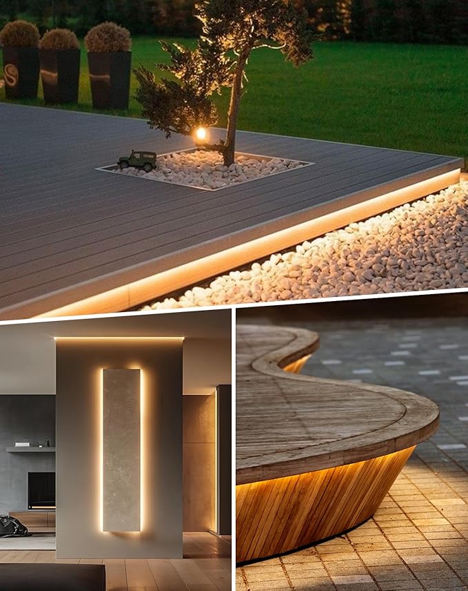 Shine Decor 50FT LED Neon Rope Lights, Bright 2500K Warm White AC110V-120V Neon Strip Light, 8x16mm Cuttable Waterproof SMD2835 120LED/M Indoor Outdoor Light Strips, DIY Ambiance Lighting Decoration