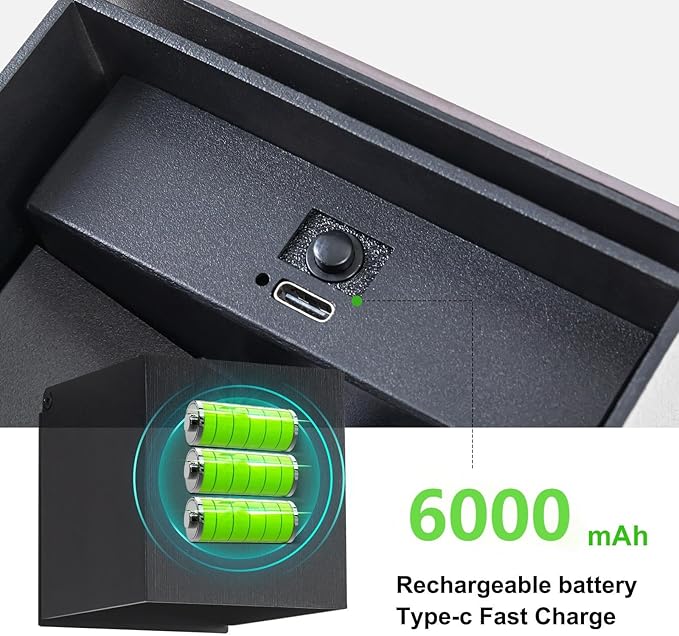Motion Sensor Wall Light Indoor, 6000mAh Battery Operated Wall Sconce, Rechargeable Cordless Wall Lamp, LED Energy Saving Night Light for Hallway Stairway Porch, Black