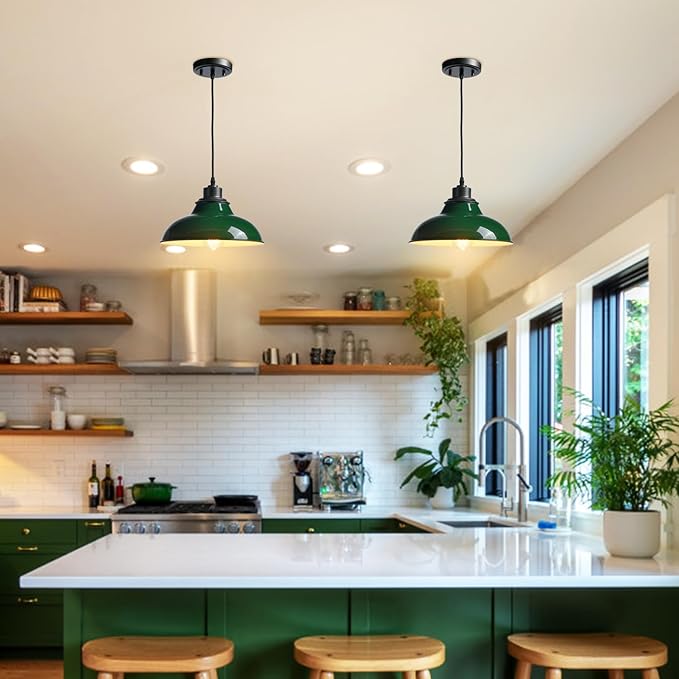 Green Pendant Lights Kitchen Pendant Light Fixture Modern Hanging Pendant Light for Kitchen Island Breadfast Nook Bar Dinning Room