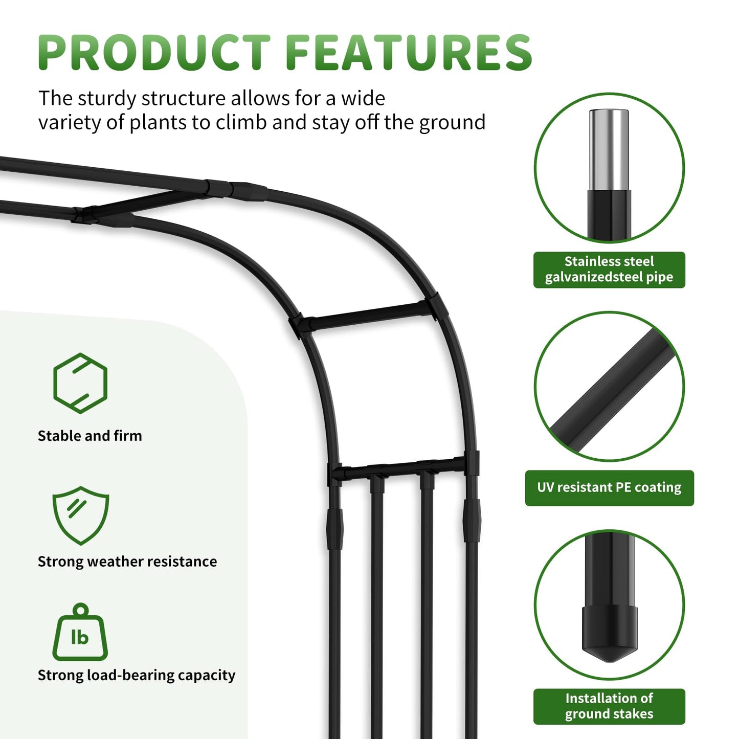 SUNYRISY Garden Arch Trellis for Climbing Plants Outdoor, 87" x 79" x 16" Metal Core Tall Archway Tunnel Plant Support for Cucumber Tomato Vine Flowers Vegetables Climbing Plants