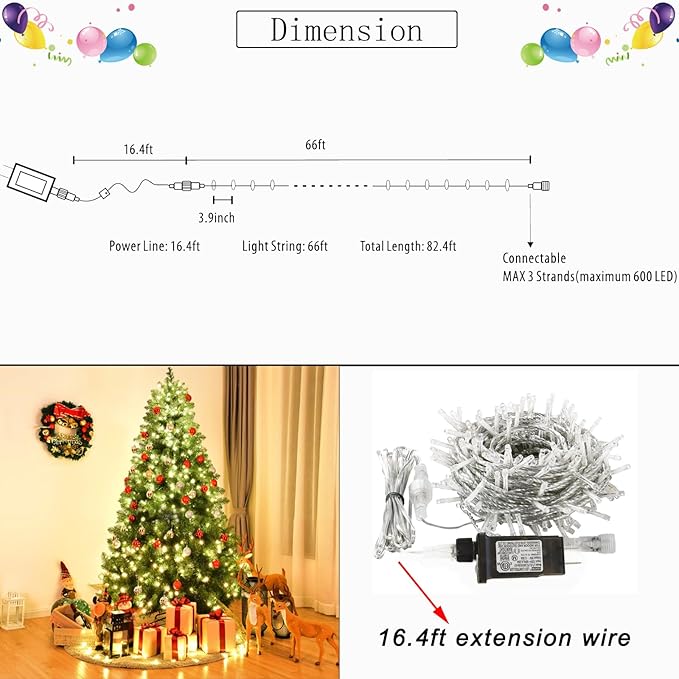 Color Changing Christmas Lights, 200 LED 35 Colors String Lights Indoor Outdoor with Remote, Waterproof Connectable Twinkle Lights Plug in for Xmas Tree Party Easter Valentine's Wedding Room Decor