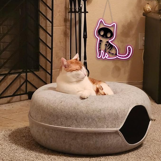 Electric Shock Cat Neon Sign Pink Cat Kitty LED Neon Signs for Wall Decor Home Kids Room Living Room Led Light for Cat Club&Clinic Neon Wall Unique Gift for Animal Lovers