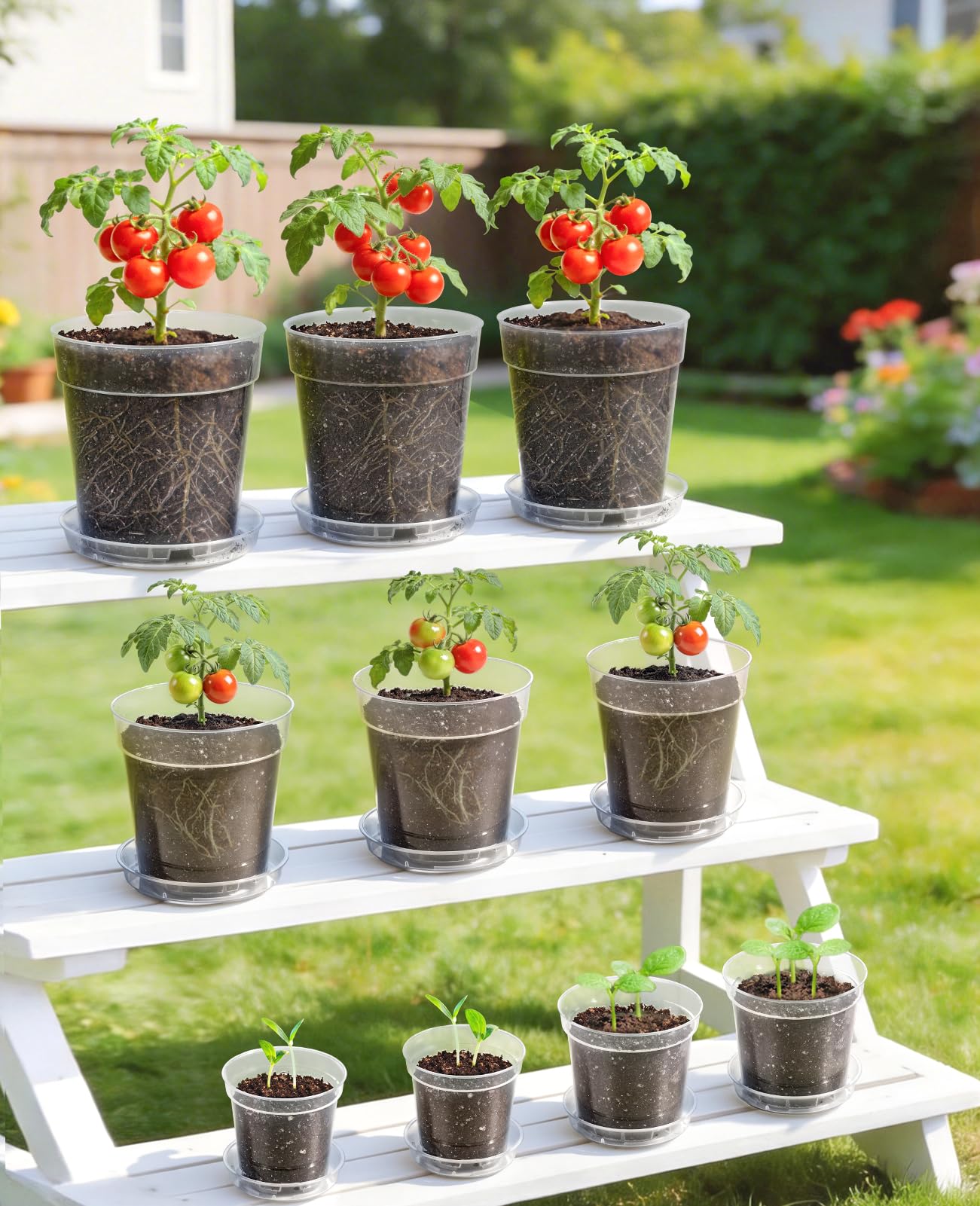 homenote 3 Inch Clear Nursery Pots 60 Pack with Drainage and Plant Saucers, Rigid High Transparency Plastic Nursery Pots for Plants,Thick Walled Planter Nursery Pots with Upgraded Drainage Holes