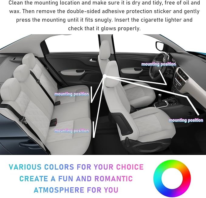 Car LED Strip Light, 24 LED RGB Auto Interior Atmosphere Lights, USB Vehicle Under Dash Ambient Night Light Strip, Interior Decorative Lamp Lighting Kit Car Accessories (Ice Blue)