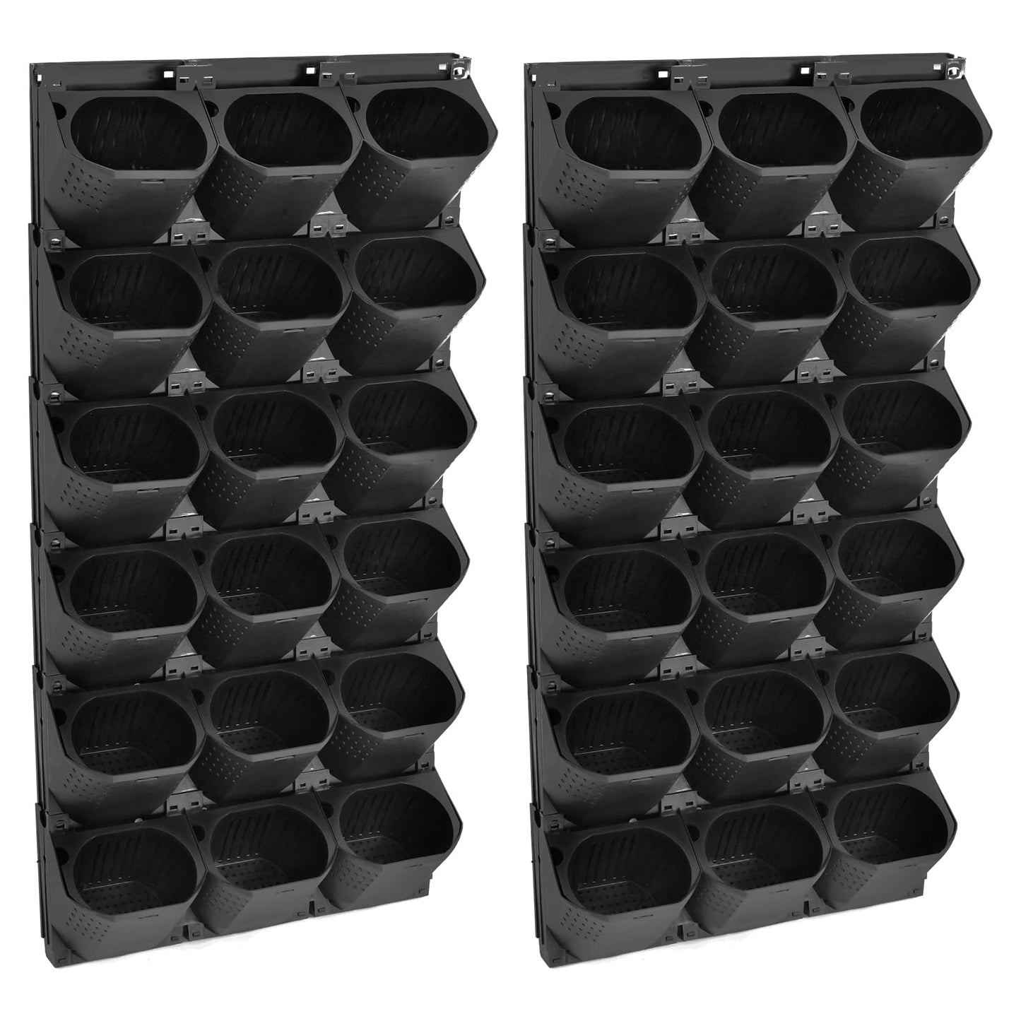REBaiYU Wall Mounted Planter with 36 Pots,Built-in Water Reservoir & Aeration Holes, 180LBS Load Capacity, Snap-On Design for Indoor/Outdoor Flowers, Vegetables, Grass (Black)