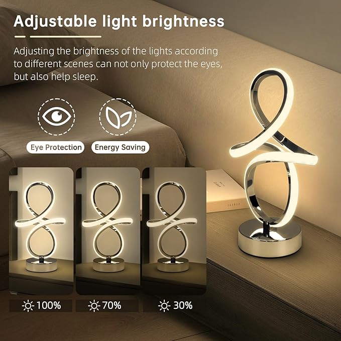 Modern RGB Table Lamps, Multicolor Changing Spiral Bedside Lamp with Remote&APP, Cool Table Lamp, Dimmable LED Nightstand Lamp with Music Rhythm Modes for Bedroom, Living Room, Black(2 Pack)