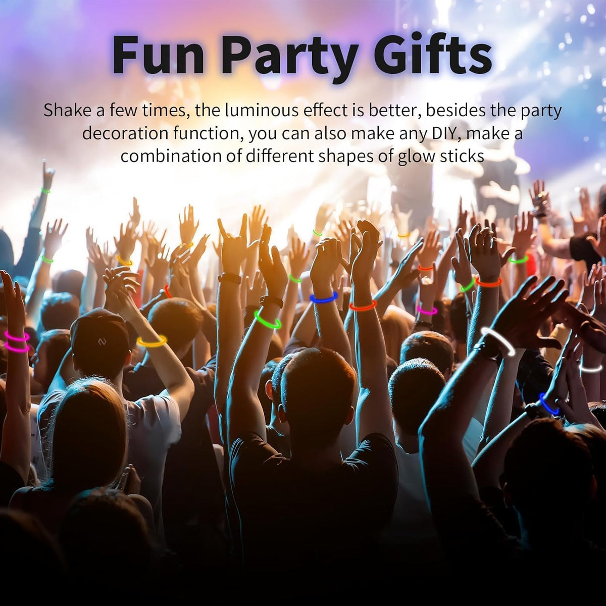 Skiennix 200 Pack Glow Sticks - 8'' White Light Up Party Favors with Connectors | Neon Glow Bracelets for Celebrations
