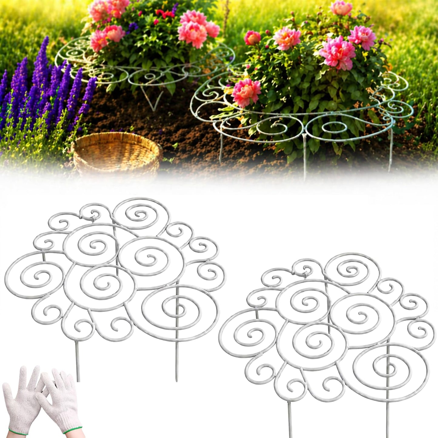 2026 Metal Plant Support Ring, Garden Plant Support Stakes, Peony Cage Stand, Indoor Pots, Flower Hoop, Decorative Grow Through Rings, Stackable Houseplant Stake, Outdoor Orchid Clip (M-2)