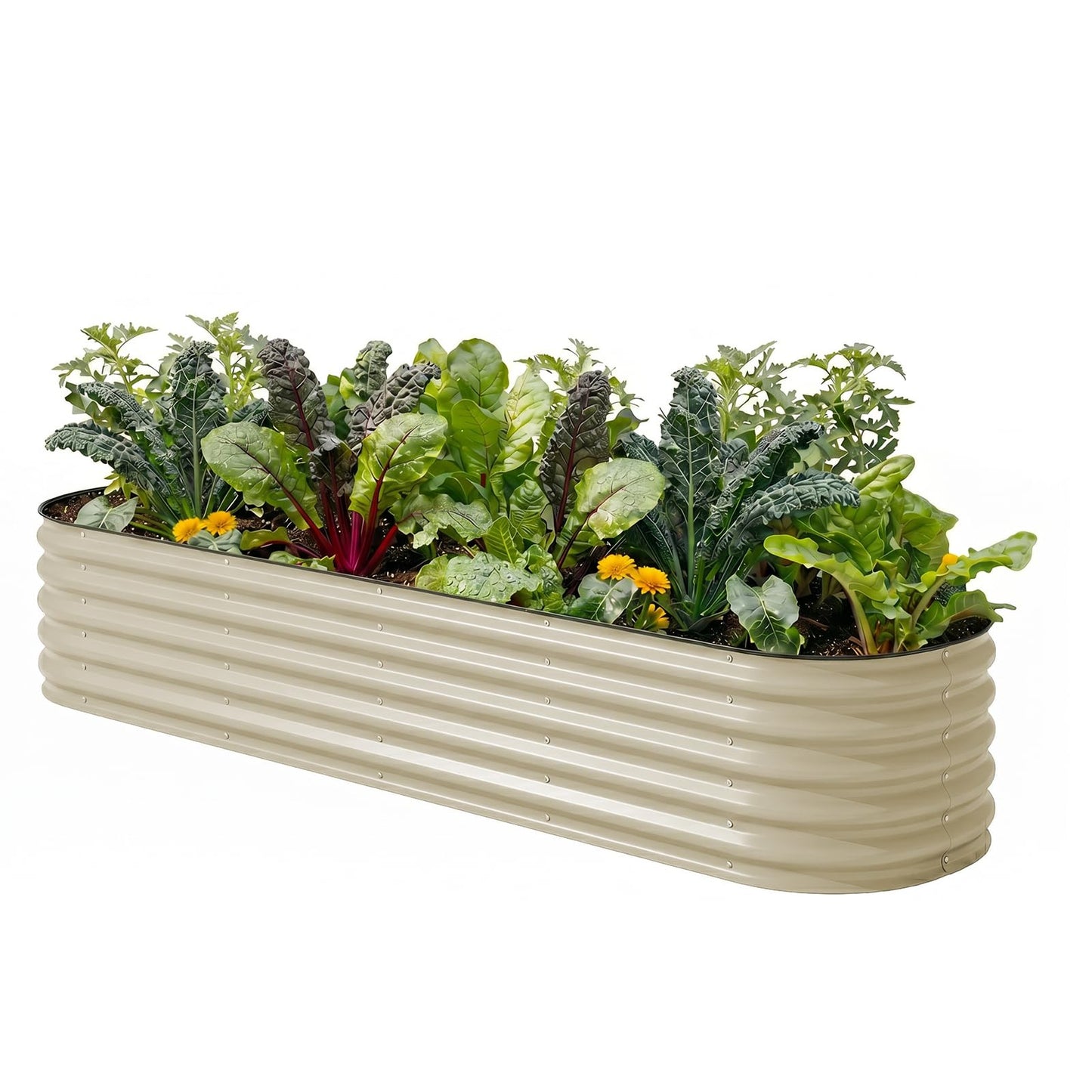 TABU Galvanized Raised Garden Bed Outdoor, 8x4x1.5 Ft Metal Planter Box with Anti-Cutting Edge, Rust-Resistant Garden Bed Kit for Outdoor Gardening, for Vegetables, Flowers, Herbs, Beige