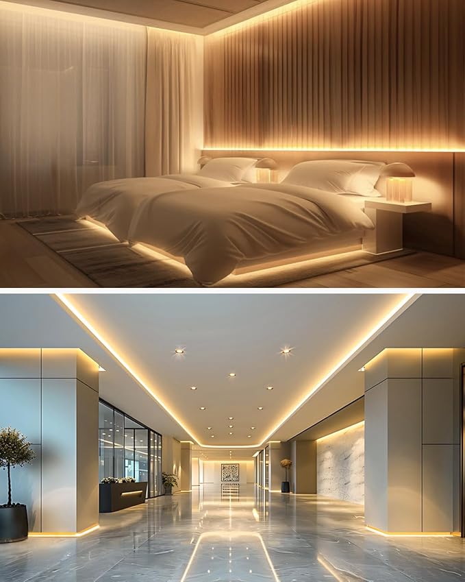 Aclorol 50FT LED Strip Lights COB 3000K Warm White Dimmable 24V LED Light Strip Kit High Density Bright Tape Lights with Power Supply for Cabinet Display Home DIY Lighting Projects CRI85+ 320LEDs/M