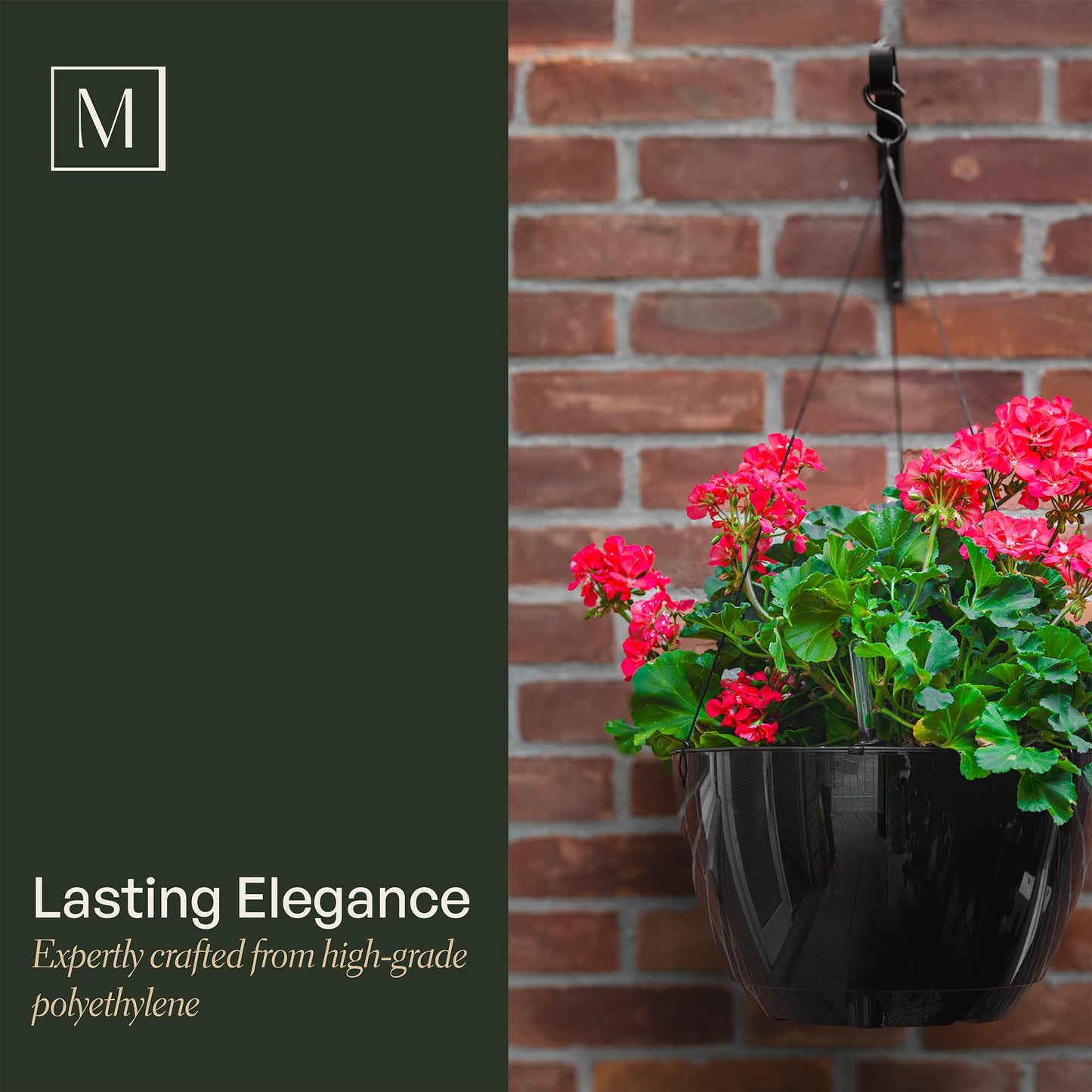 Mayne Caprio Self Watering Hanging Planter Set, 2 Pack - Sturdy, Lightweight Planters for Indoor and Outdoor Use, with Water Level Indicator and Drainage System, Basket for Flowers