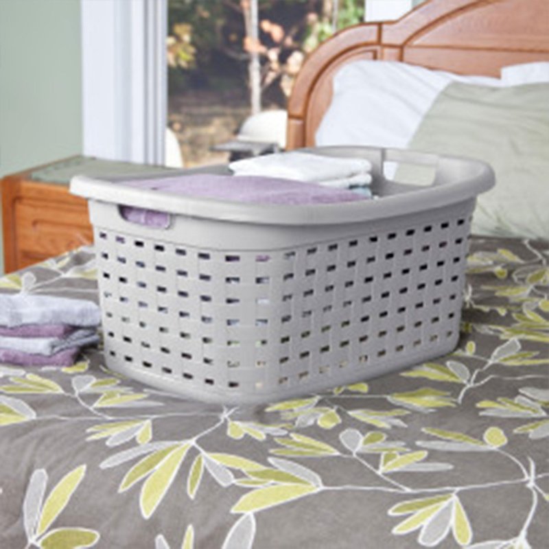 Sterilite Cement Gray Durable Weave Laundry Basket with Wicker Pattern (12 Pack)
